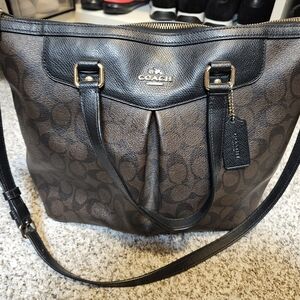 Coach Peyton Tote signature brown and black print